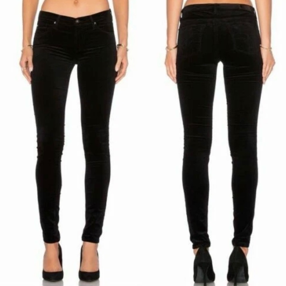 AG Adriano Goldschmied Women's Black Velvet “THE LEGGING”